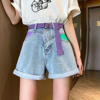 Contrast Trim Cuff Denim Shorts