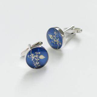Rattan Print Alloy Cufflinks Cks-259 - Rattan - Gold - One Size