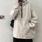Zip-front Oversize Hooded Pullover