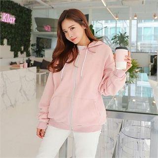 Colored Boxy-fit Zip-up Hoodie