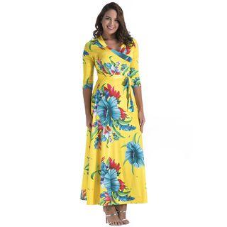 3/4-sleeve Patterned Maxi Sun Dress