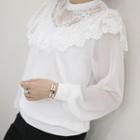 Lace-capelet Sheer-sleeve Knit Top