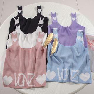 Heart Print Crop Tank Top