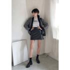 Slit-side Faux-leather Skirt