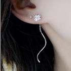925 Sterling Silver Flower & Swirl Dangle Earring 1 Pcs - Silver - One Size