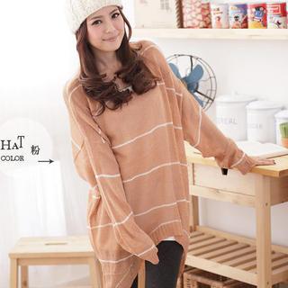 Dip-back Striped Knit Top