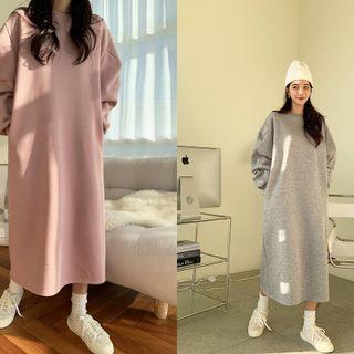 Balloon-sleeve Long Sweat Dress
