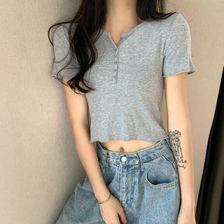 V-neck Crop T-shirt In 5 Colors