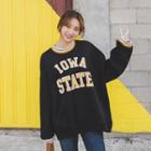 Contrast-trim Printed Boxy-fit Sweatshirt