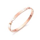 Simple And Fashion Plated Rose Gold Geometric Corrugated 316l Stainless Steel Bangle Rose Gold - One Size