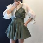 Paneled Shirt / Mini A-line Skirt