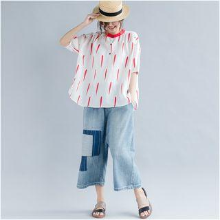 Printed Short Sleeve Linen T-shirt