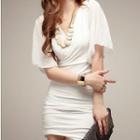 Short-sleeve Chiffon Mini Sheath Dress