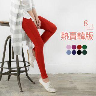 Stitched Pocket Stretch Skinny Pants