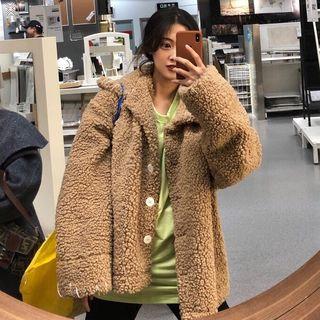Single Breast Furry Coat As Shown In Figure - One Size