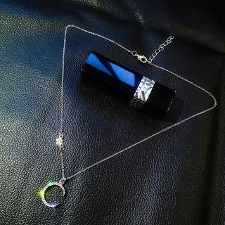 Faux Crystal Moon & Star Pendant Choker Silver - One Size