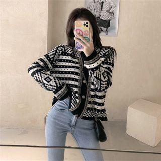 Patterned Long-sleeve Sweater As Shown In Figure - One Size