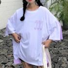 Safety Pin Print 3/4 Sleeve T-shirt