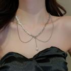 Freshwater Pearl Layered Alloy Necklace Silver - One Size