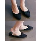 Beribboned Faux-suede Mules