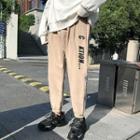 Cropped Lettering Straight-fit Pants