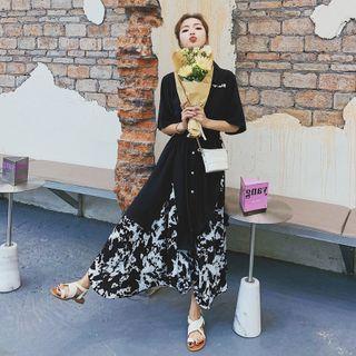 Asymmetrical Panel Floral Dress