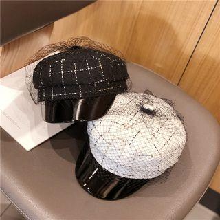 Mesh Panel Plain Newsboy Cap