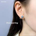 Rhinestone Circle Stud Earring 1 Pair - Blue - One Size