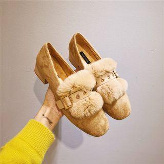 Belted Furry Chunky-heel Loafers