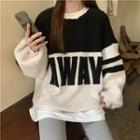 Lettering Color-blocked Sweater