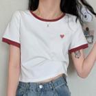 Short-sleeve Contrast Trim Sweetheart T-shirt