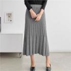 Rib Knit A-line Maxi Skirt