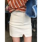 Zip-front Cutout-hem Mini Skirt