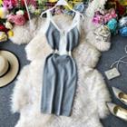 Color-block Trim Zip Detail Sleeveless Knit Dress