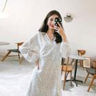 Tie-waist Polka-dot A-line Dress
