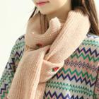 Strawberry Embroidery Knit Scarf Pink - One Size