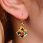 Rhinestone Alloy Square Dangle Earring 1 Pair - 11685 - 01 - Gold - One Size