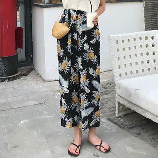 Pineapple Print Cropped Wide-leg Pants