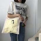 Face Print Canvas Tote Bag As Shown In Figure - One Size