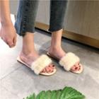 Furry Strap Slide Sandals