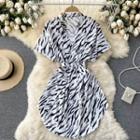 V-neck Zebra Print Short-sleeve Dress