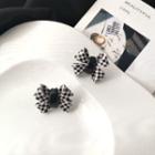 Bow Plaid Resin Earring 1 Pair - Earring - Bow - Plaid - Black & White - One Size