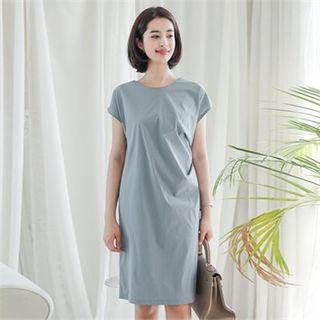Pintuck-detail Shift Dress