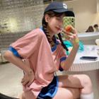 V-neck Two-tone T-shirt + Two Tone Shorts