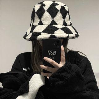Fleece Bucket Hat Black & White - One Size