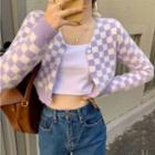 Checkerboard Cropped Cardigan