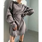 Loose-fit Long Sweater With Belt