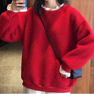 Fleece-lined Lace Panel Mock Two Piece Top