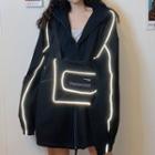 Set: Contrast-lining Hooded Zip Jacket + Crossbody Bag