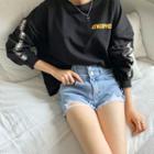 Letter-printed Piped Oversized T-shirt